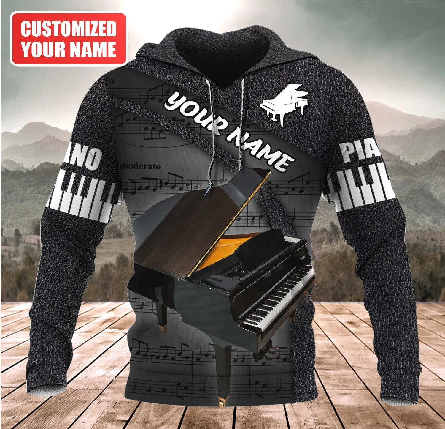 Personalized Name Piano 3D All Over Printed Unisex Sweatshirt Hoodie Shirt