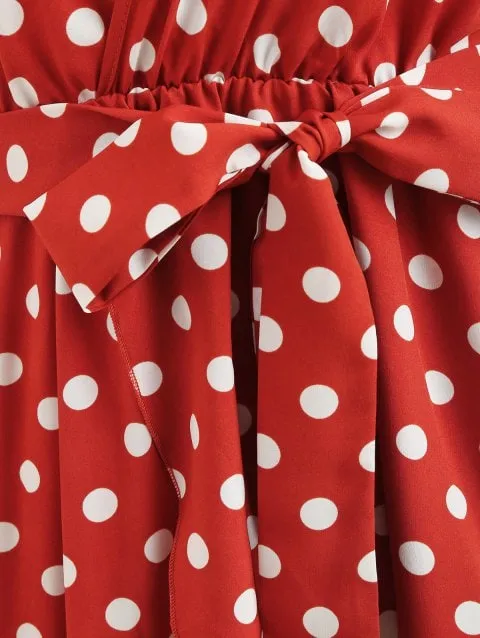Pretty Cut Polka Dot Long Dress