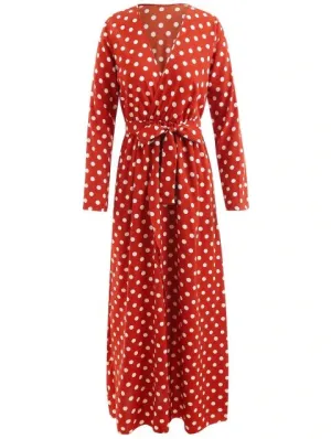 Pretty Cut Polka Dot Long Dress