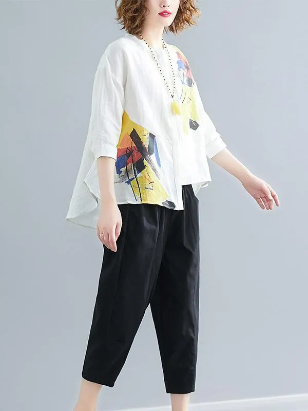 Printed Shirt   Solid Wide Leg Pants
