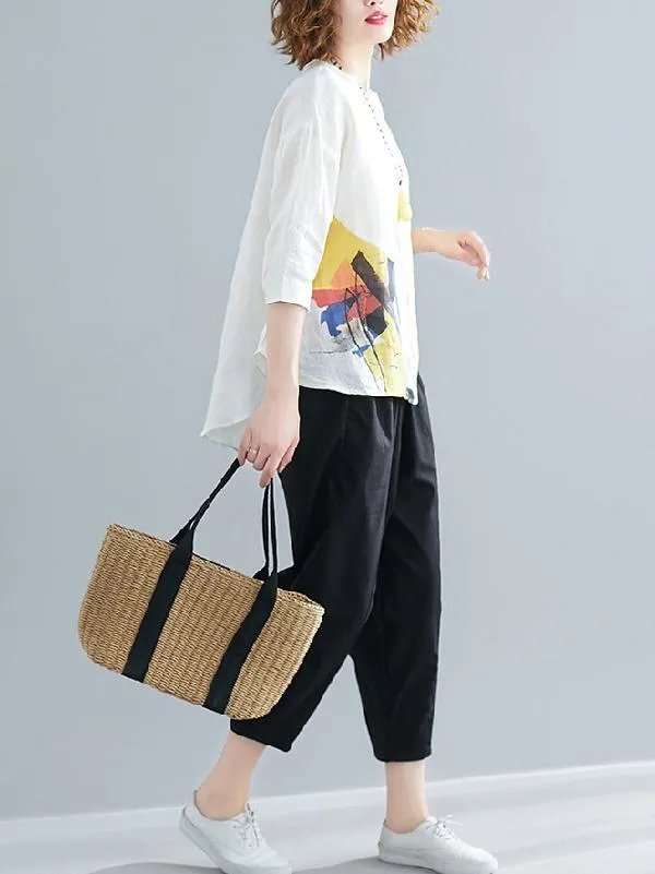 Printed Shirt   Solid Wide Leg Pants