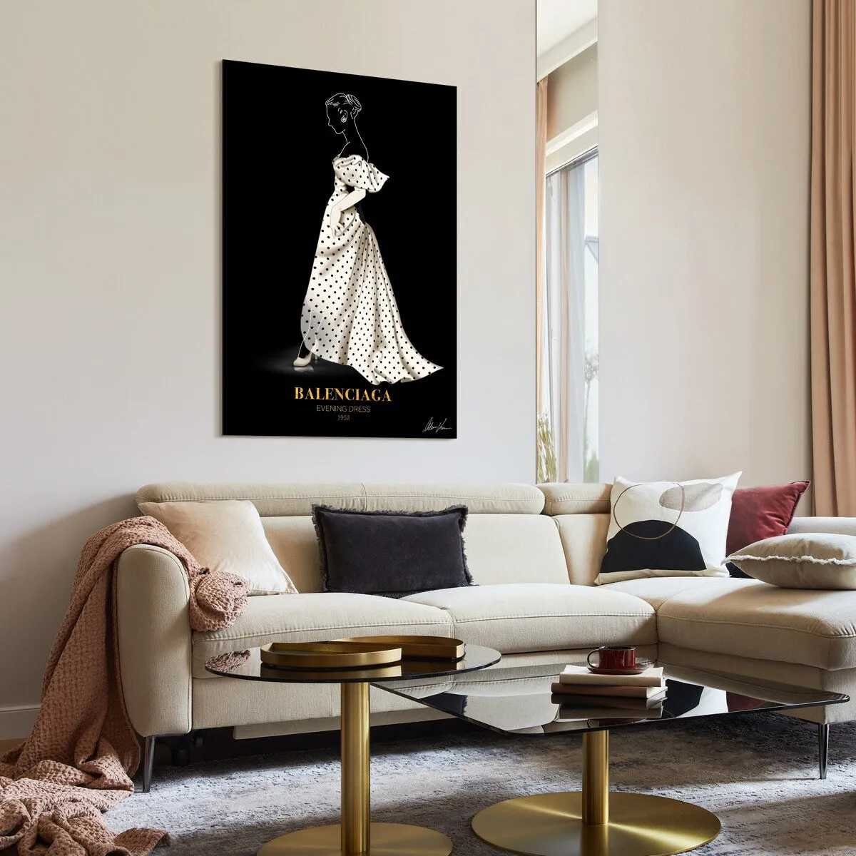 "B Fashion white look" Frameless Free Floating Reverse Printed Tempered Glass Wall Art