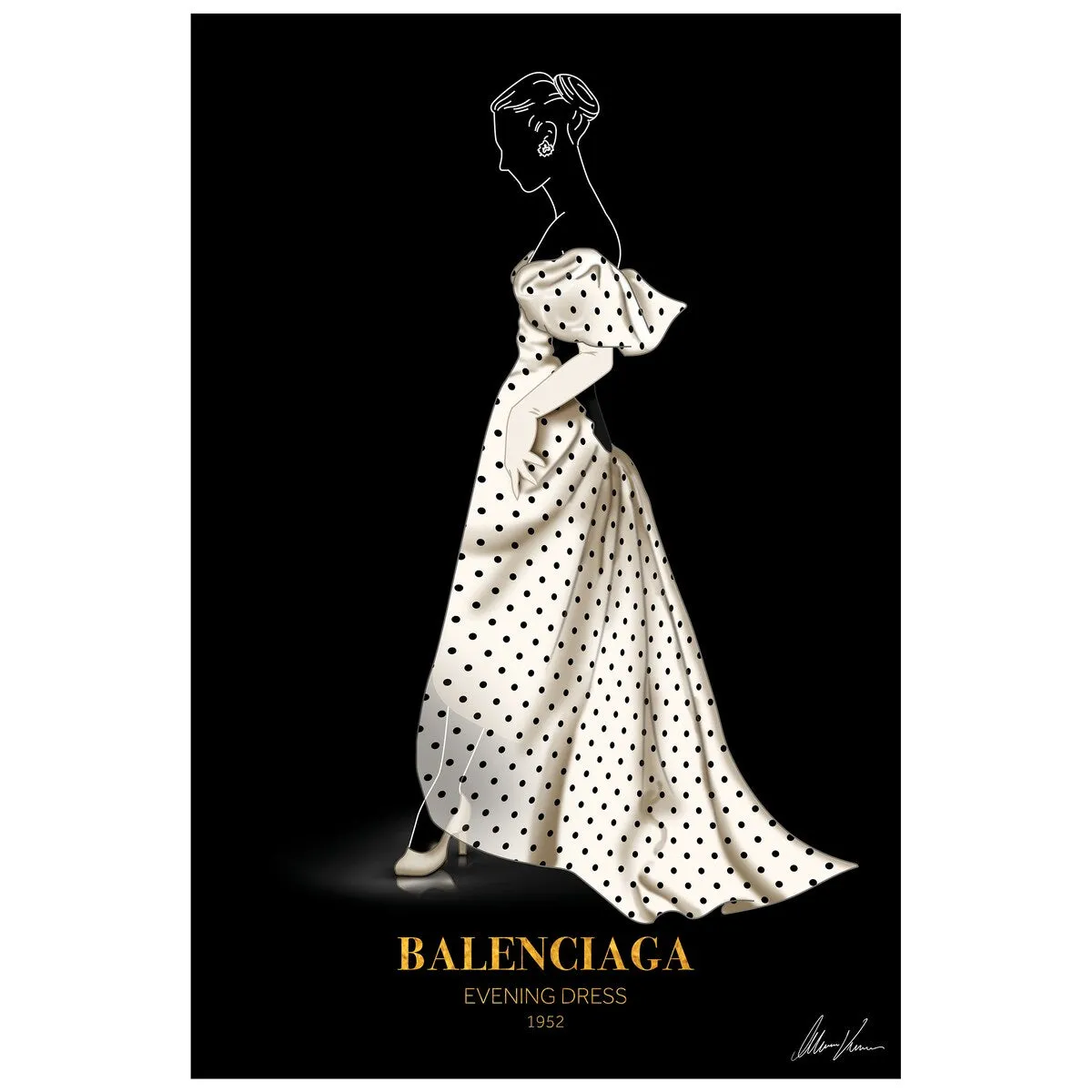 "B Fashion white look" Frameless Free Floating Reverse Printed Tempered Glass Wall Art