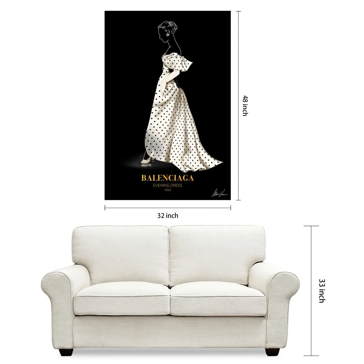 "B Fashion white look" Frameless Free Floating Reverse Printed Tempered Glass Wall Art