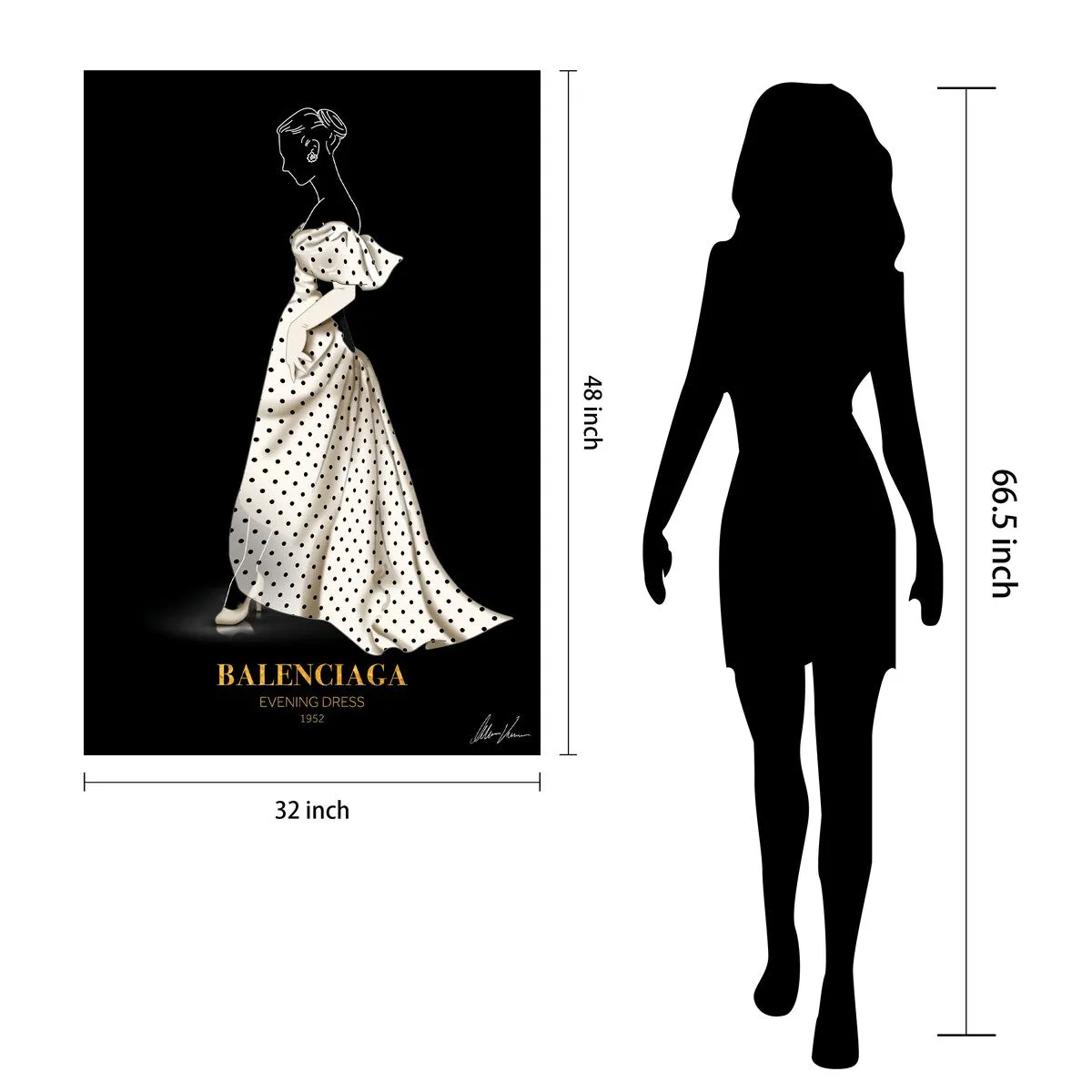 "B Fashion white look" Frameless Free Floating Reverse Printed Tempered Glass Wall Art