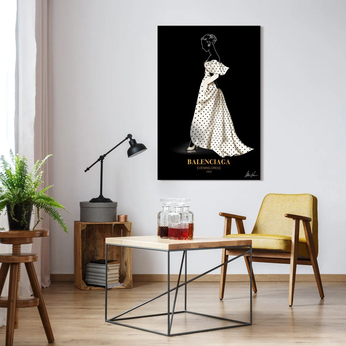 "B Fashion white look" Frameless Free Floating Reverse Printed Tempered Glass Wall Art