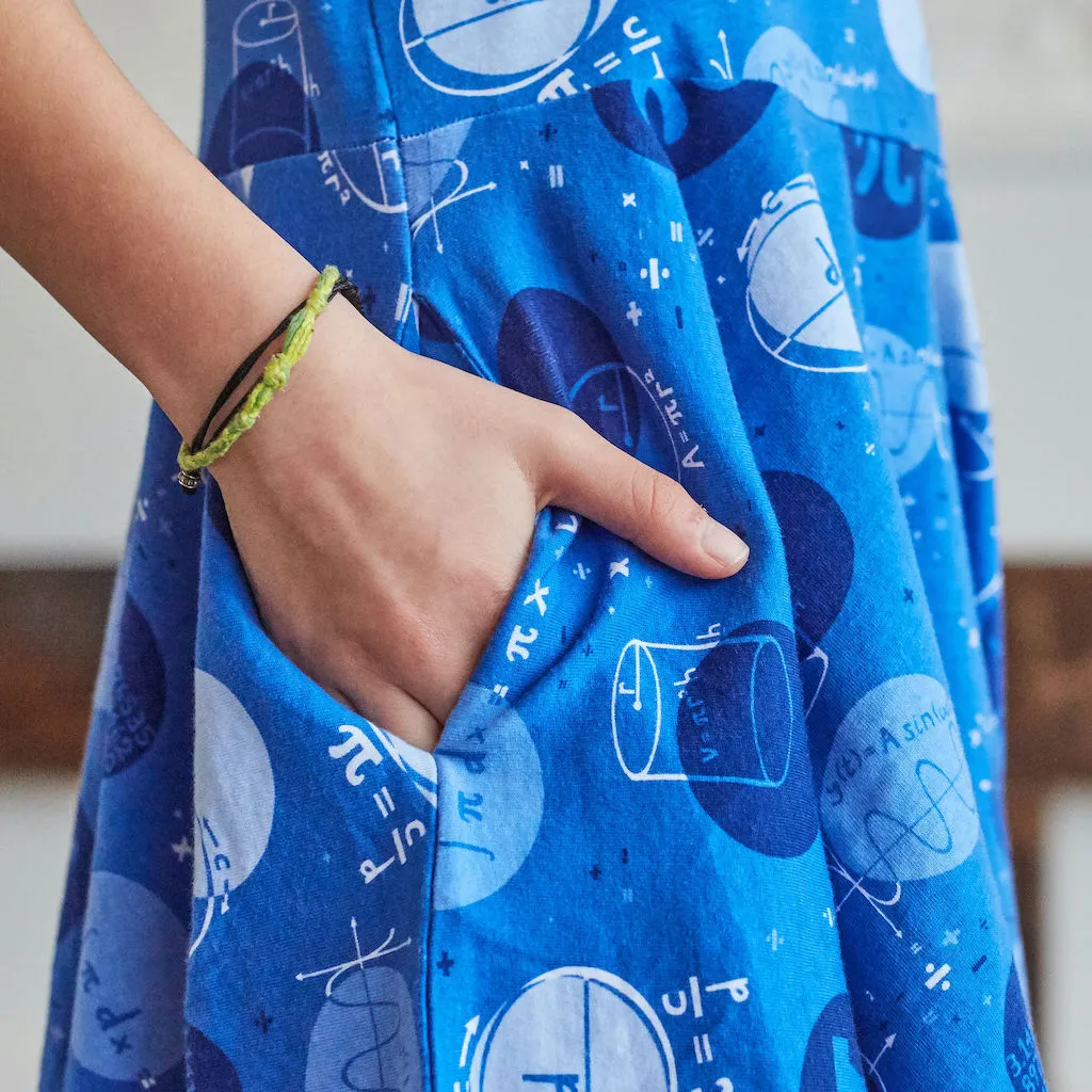 "Blueberry Pi" Math Dots Short Sleeve Super Twirler Dress