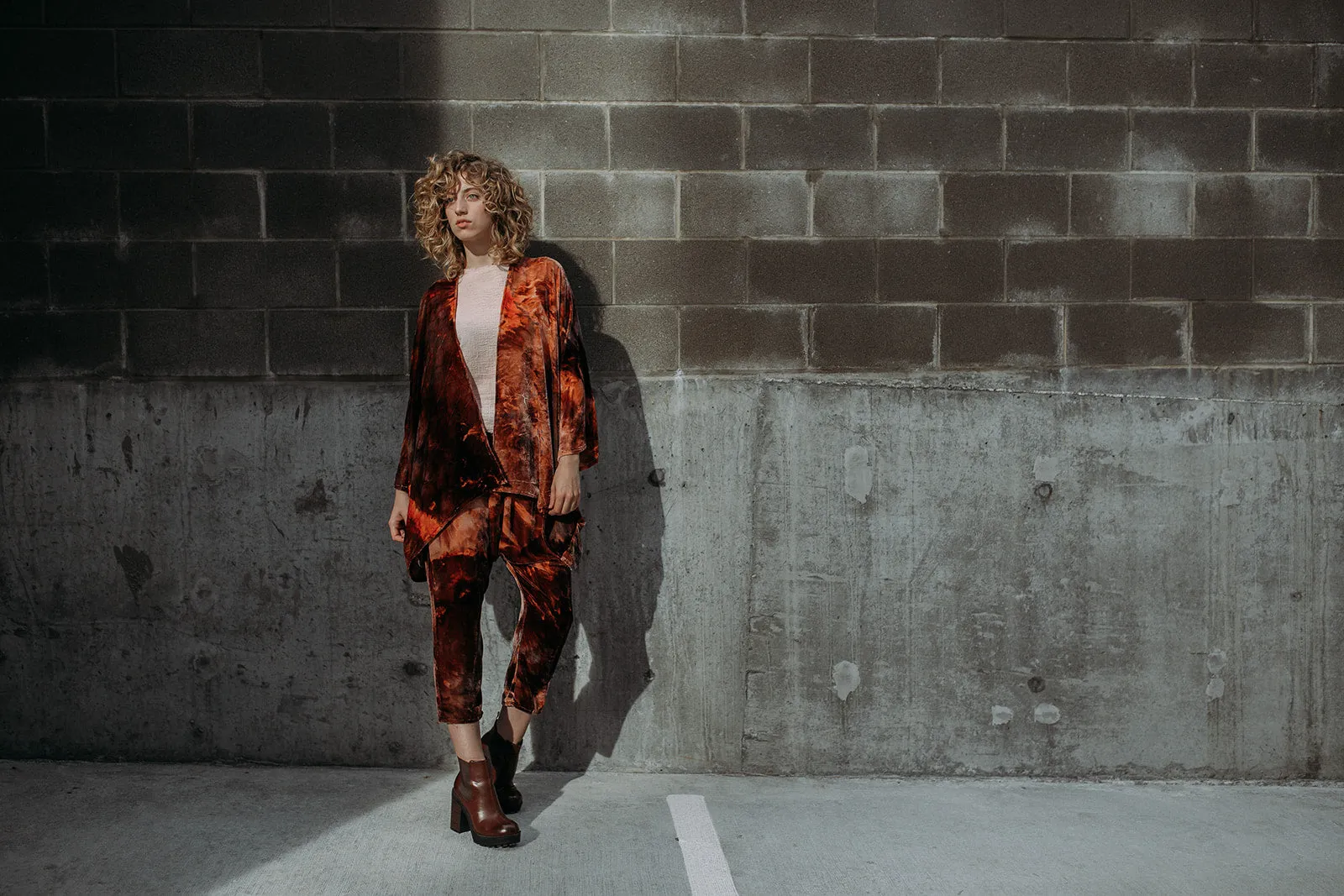 Rise & Ramble Silk Velvet Kimono in Ember
