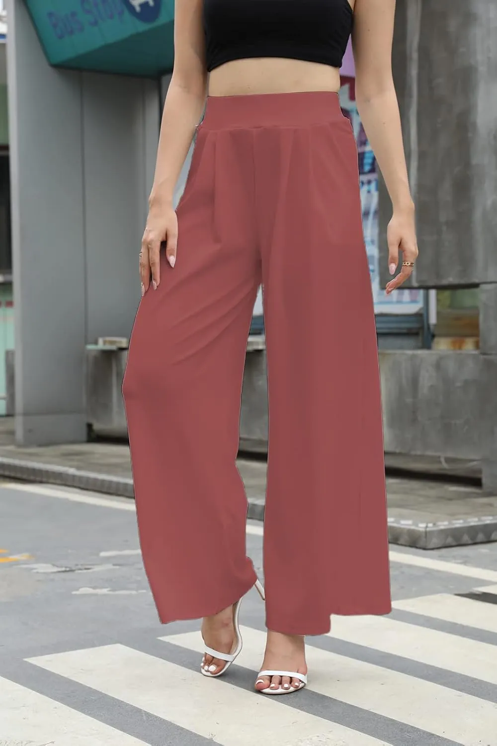 SHINFY Women's Stretchy Plus Size Wide Leg Palazzo Pants (S-3XL)