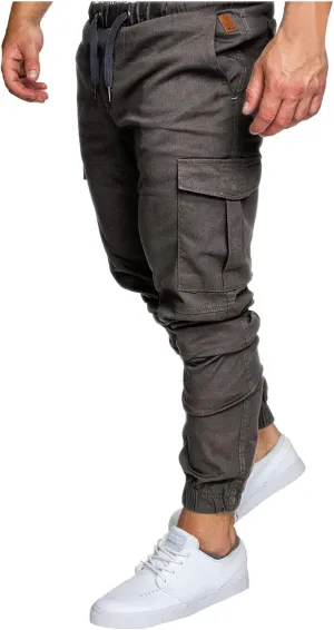 Slim Fit Work Jogger Pants for Men Stretch Twill Cotton Cargo Joggers Sweatpants Elastic Waist Cargo Hiking Pants