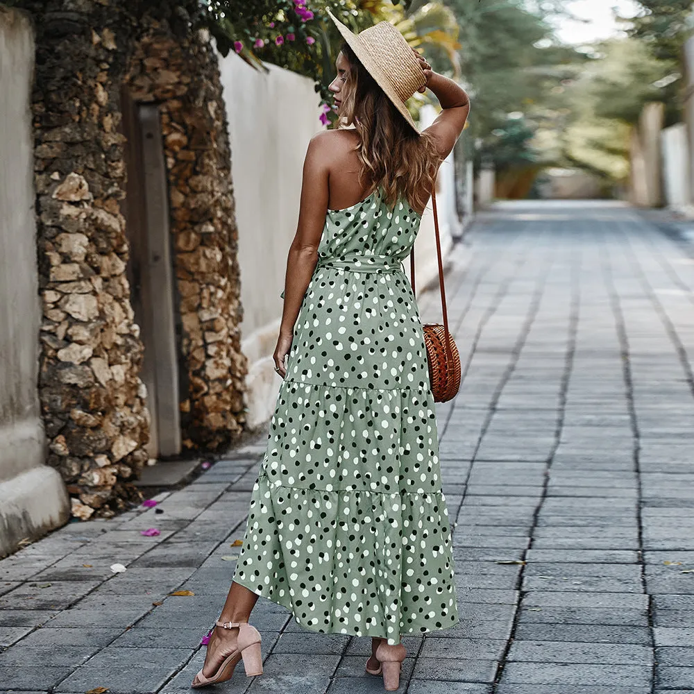 Summer polka dot holiday style swing dress