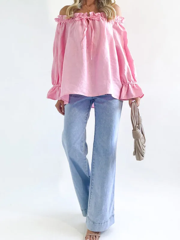TEEK - Bandage One Shoulder Balloon Sleeve Top