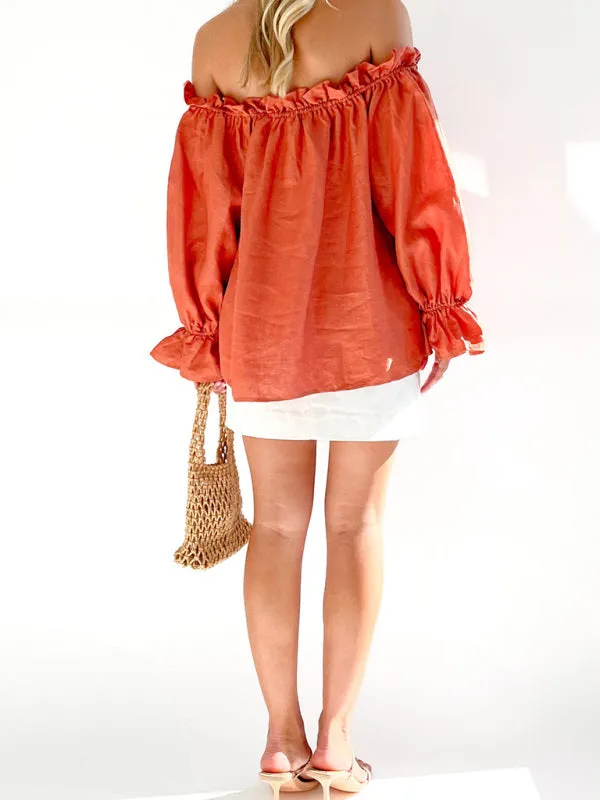 TEEK - Bandage One Shoulder Balloon Sleeve Top