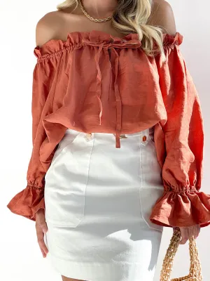 TEEK - Bandage One Shoulder Balloon Sleeve Top