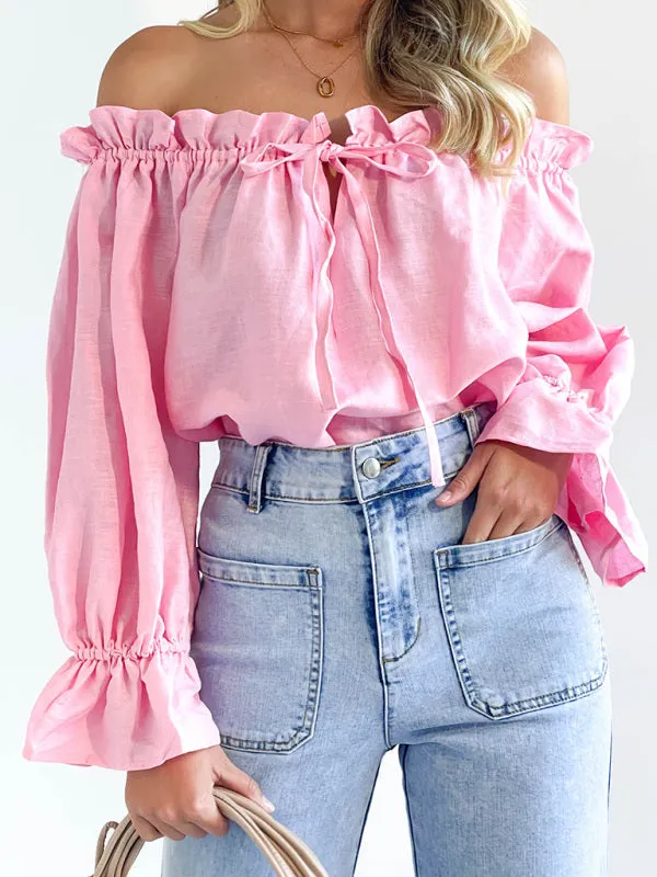 TEEK - Bandage One Shoulder Balloon Sleeve Top