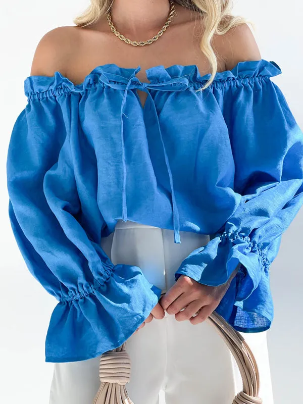 TEEK - Bandage One Shoulder Balloon Sleeve Top