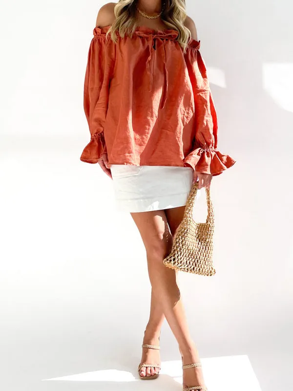 TEEK - Bandage One Shoulder Balloon Sleeve Top