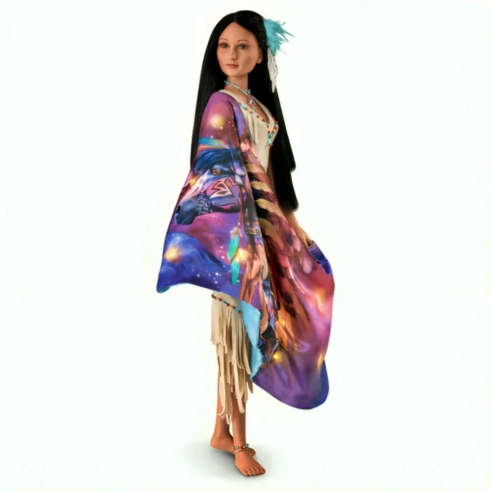 The Ashton-Drake Galleries Legend of the Spirit Pony Portrait Doll Handcrafted with Hand-Painted Details with Over 200 Beaded Faux Feather and Faux Suede-Buckskin Dress Collectors Edition by Laurie Prindle 21-Inches