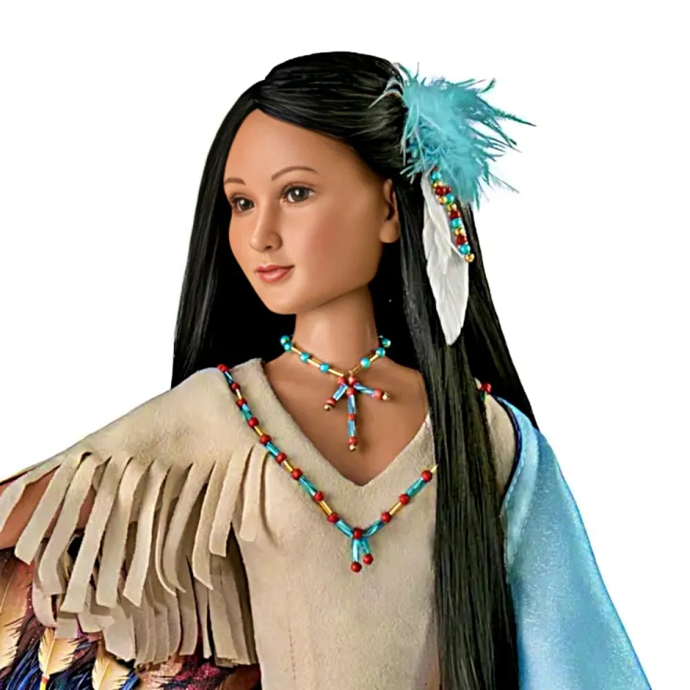 The Ashton-Drake Galleries Legend of the Spirit Pony Portrait Doll Handcrafted with Hand-Painted Details with Over 200 Beaded Faux Feather and Faux Suede-Buckskin Dress Collectors Edition by Laurie Prindle 21-Inches