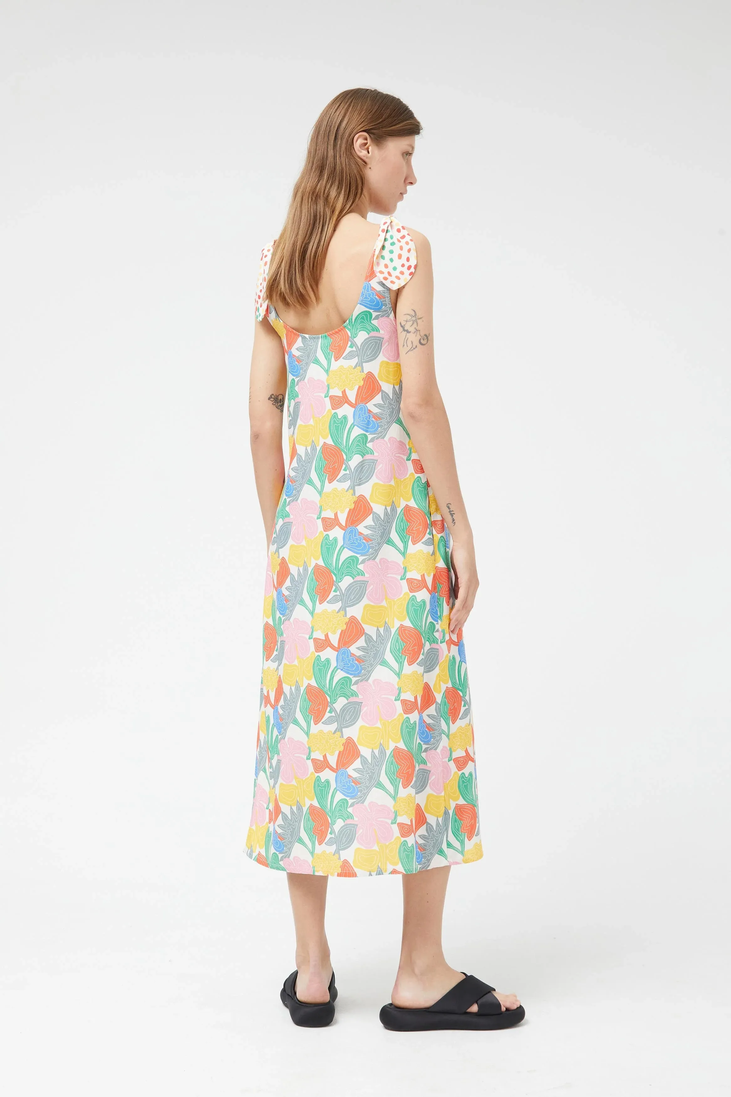 Tie Strap Floral Midi Dress