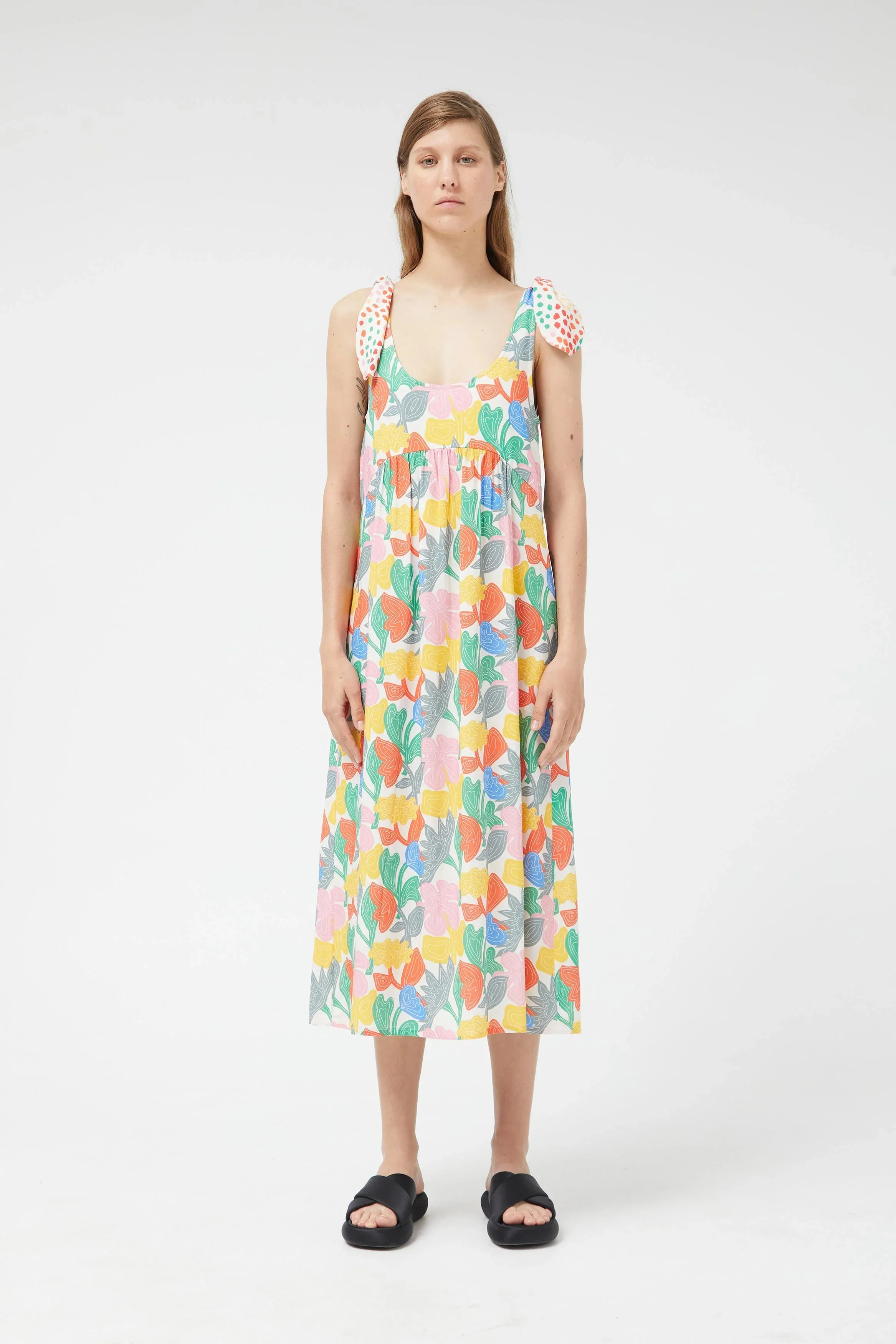 Tie Strap Floral Midi Dress