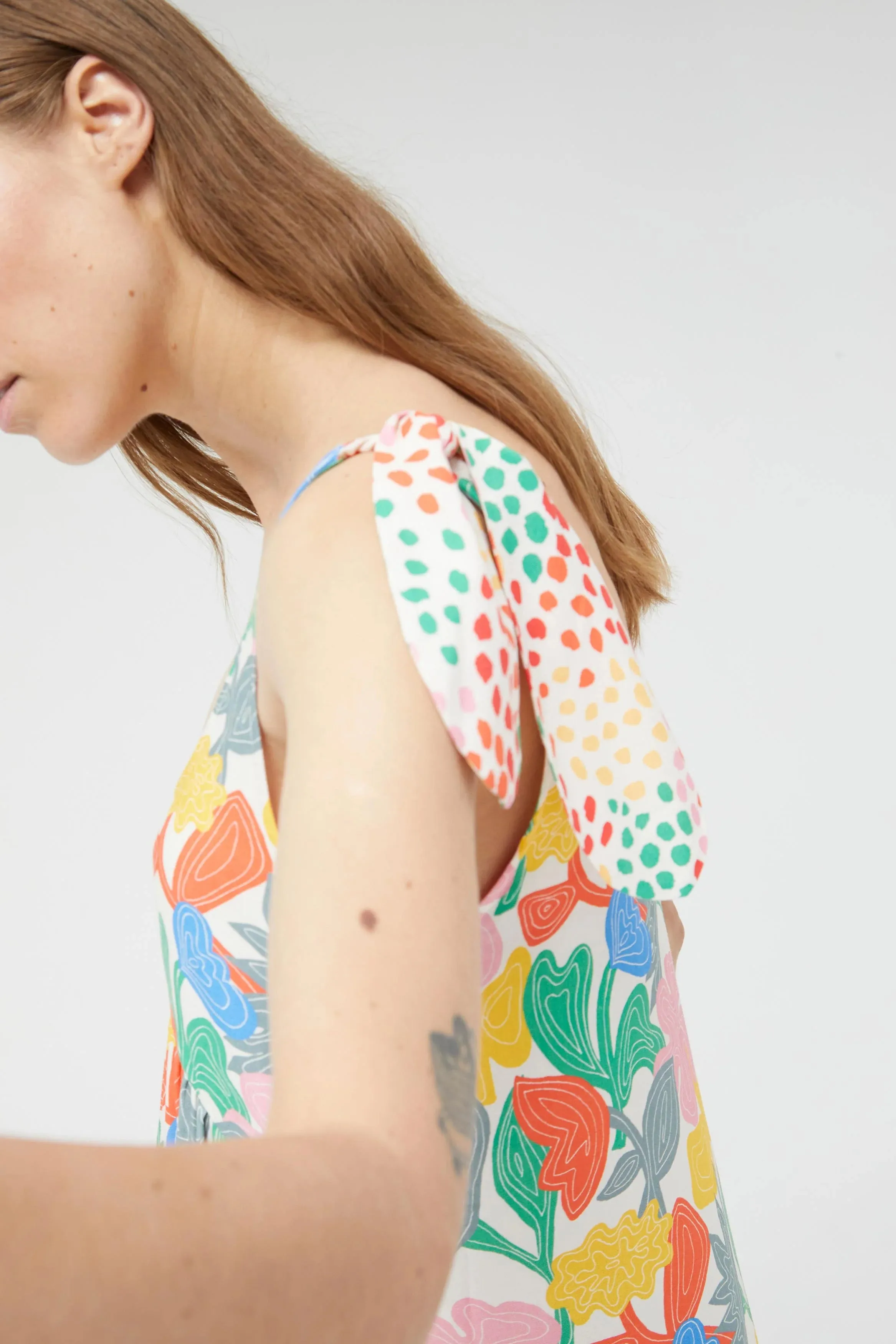 Tie Strap Floral Midi Dress
