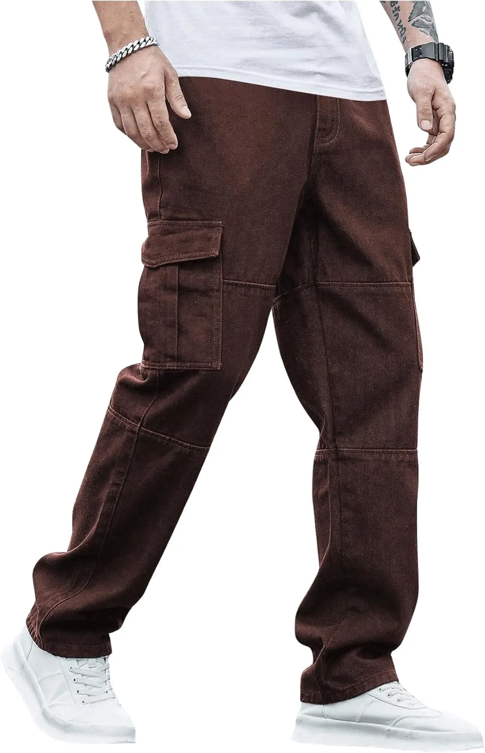 Verdusa Men's Casual Denim Cargo Pants Jeans with Cargo Pockets