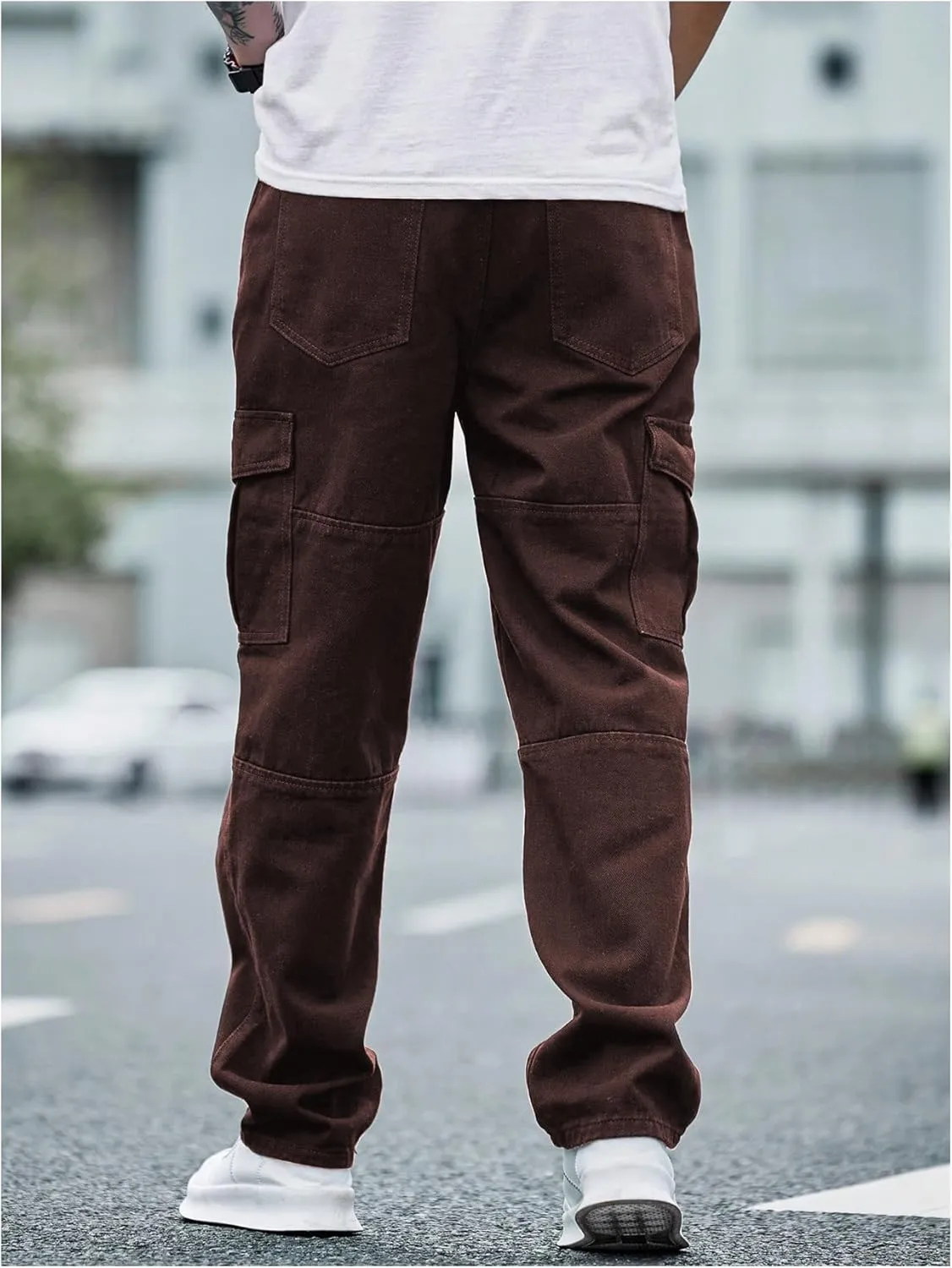 Verdusa Men's Casual Denim Cargo Pants Jeans with Cargo Pockets