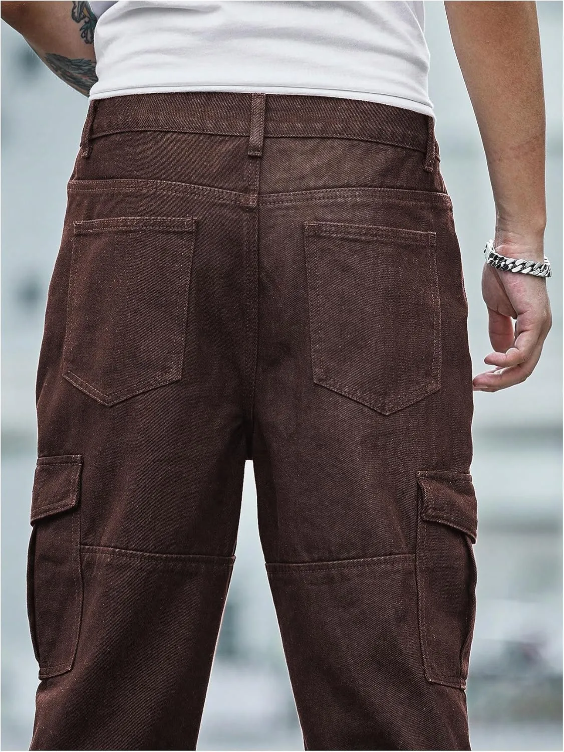Verdusa Men's Casual Denim Cargo Pants Jeans with Cargo Pockets