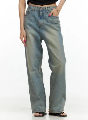 Washed Straight Jeans CU417