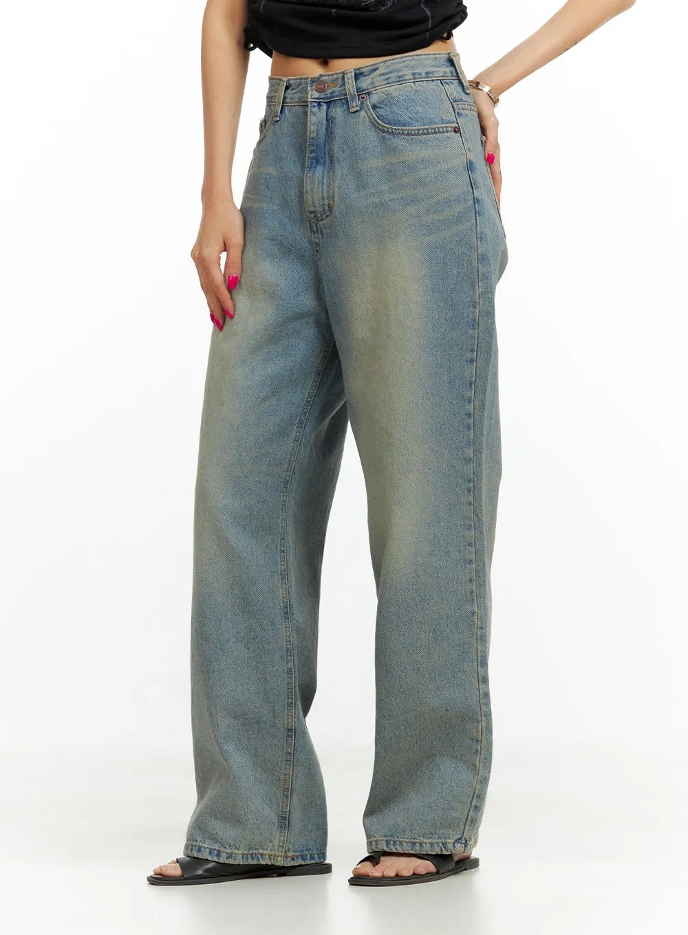 Washed Straight Jeans CU417