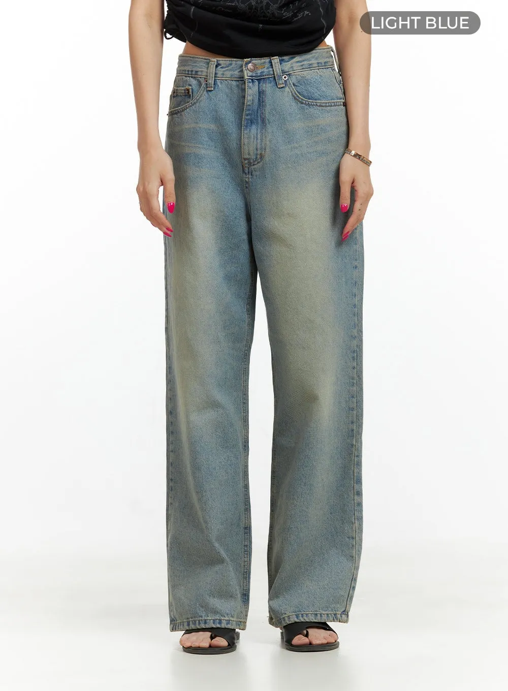 Washed Straight Jeans CU417