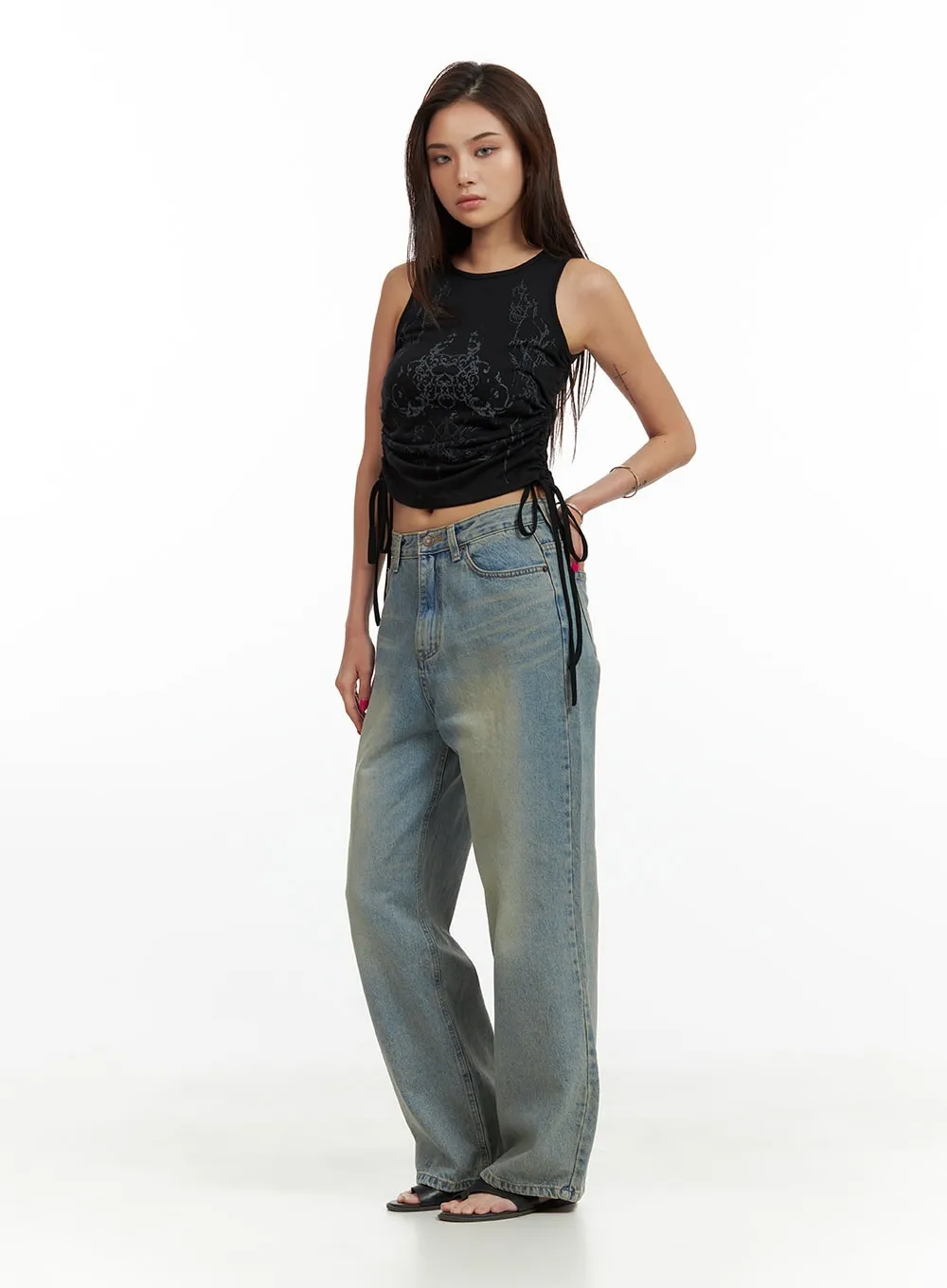 Washed Straight Jeans CU417