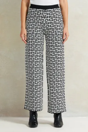 Women Black Printed Wide Leg Pants