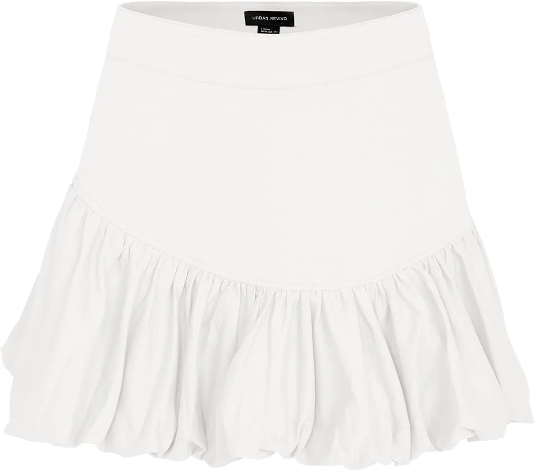 Women Bubble Mini Skirts Balloon High Waist Ruffle Hem Summer Puffy Cute A-Line Sexy Y2K Skirt