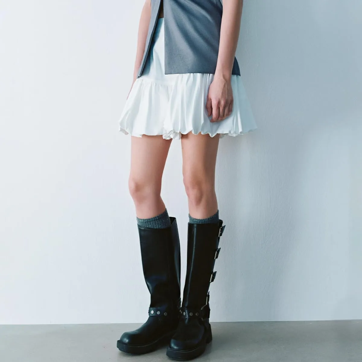 Women Bubble Mini Skirts Balloon High Waist Ruffle Hem Summer Puffy Cute A-Line Sexy Y2K Skirt