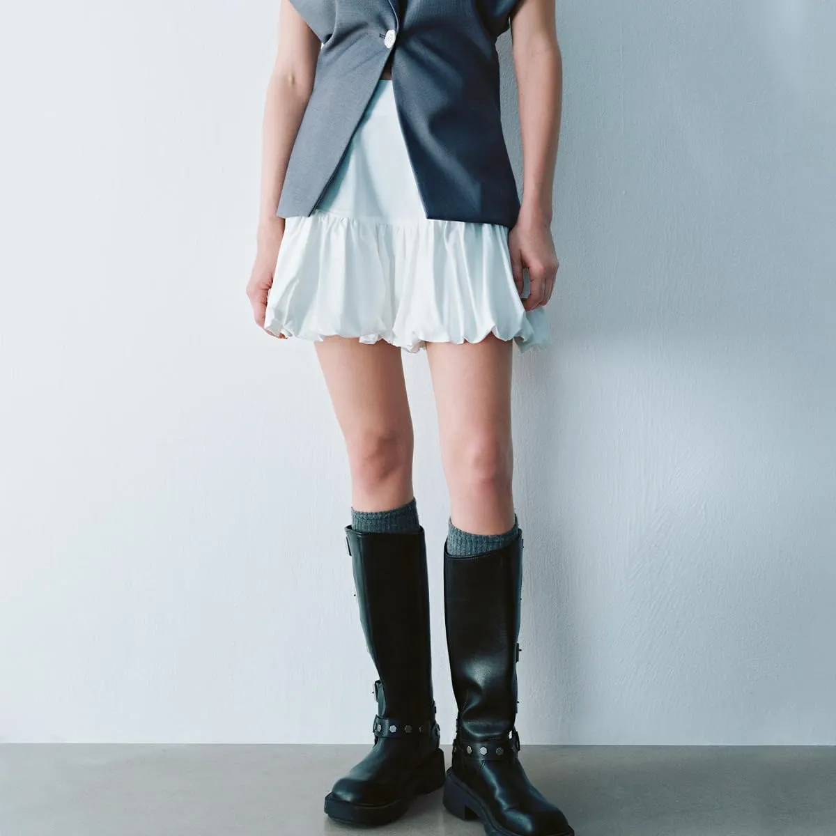 Women Bubble Mini Skirts Balloon High Waist Ruffle Hem Summer Puffy Cute A-Line Sexy Y2K Skirt