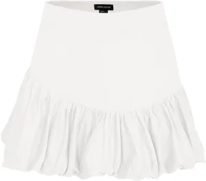Women Bubble Mini Skirts Balloon High Waist Ruffle Hem Summer Puffy Cute A-Line Sexy Y2K Skirt
