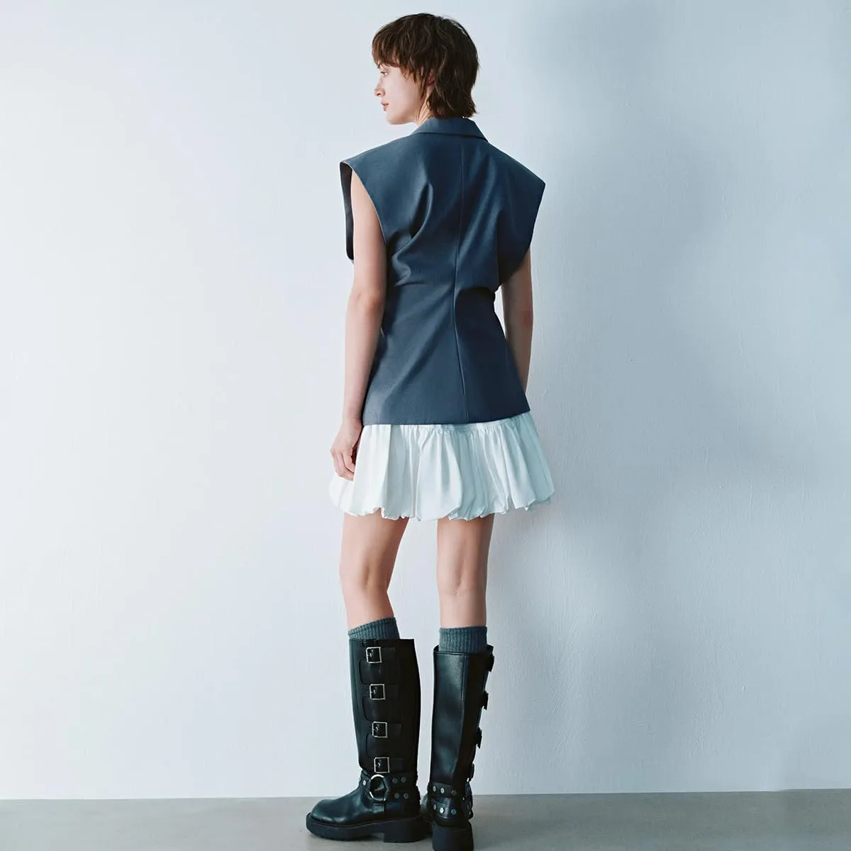 Women Bubble Mini Skirts Balloon High Waist Ruffle Hem Summer Puffy Cute A-Line Sexy Y2K Skirt