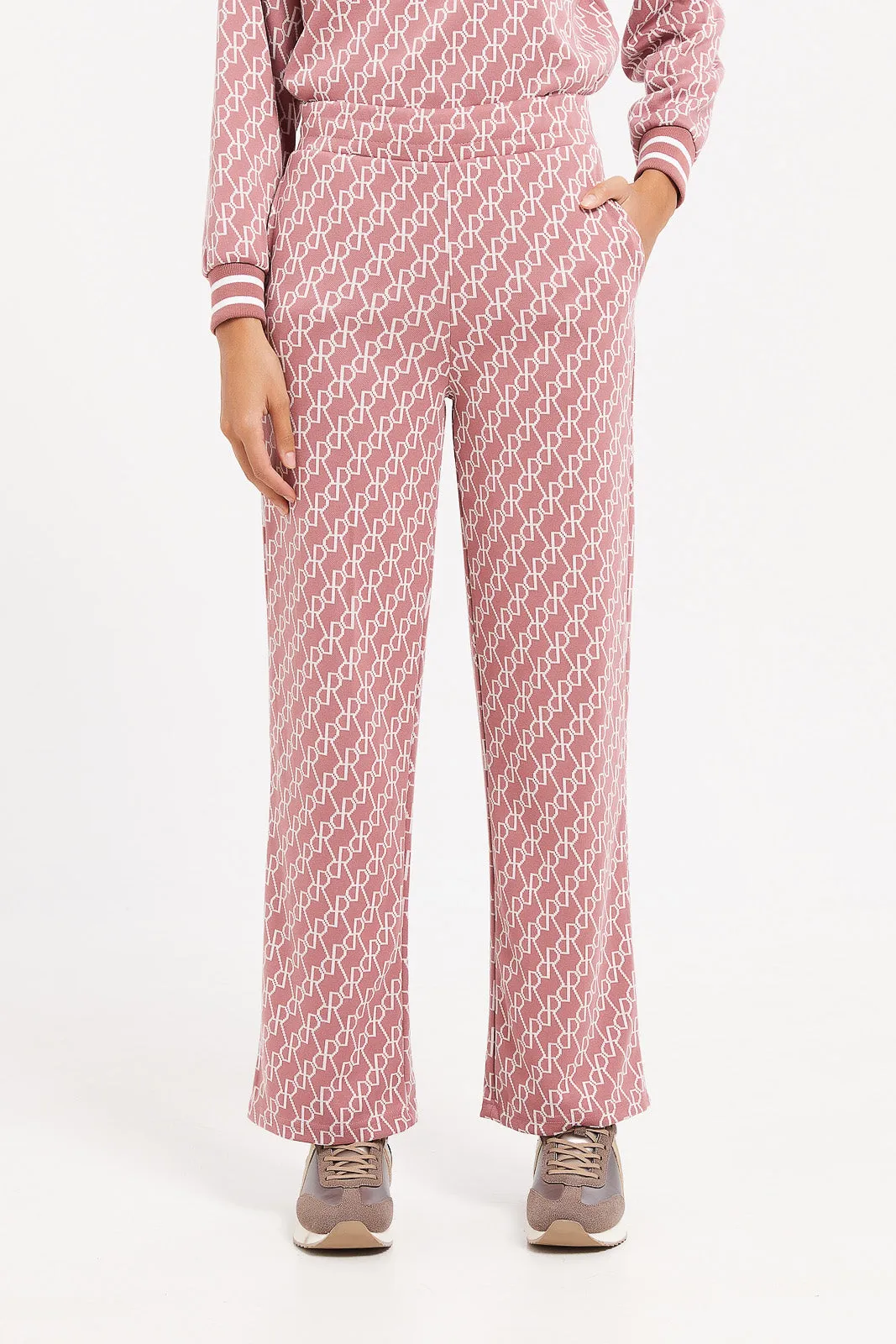 Women Pink Printed Wide Leg Pants