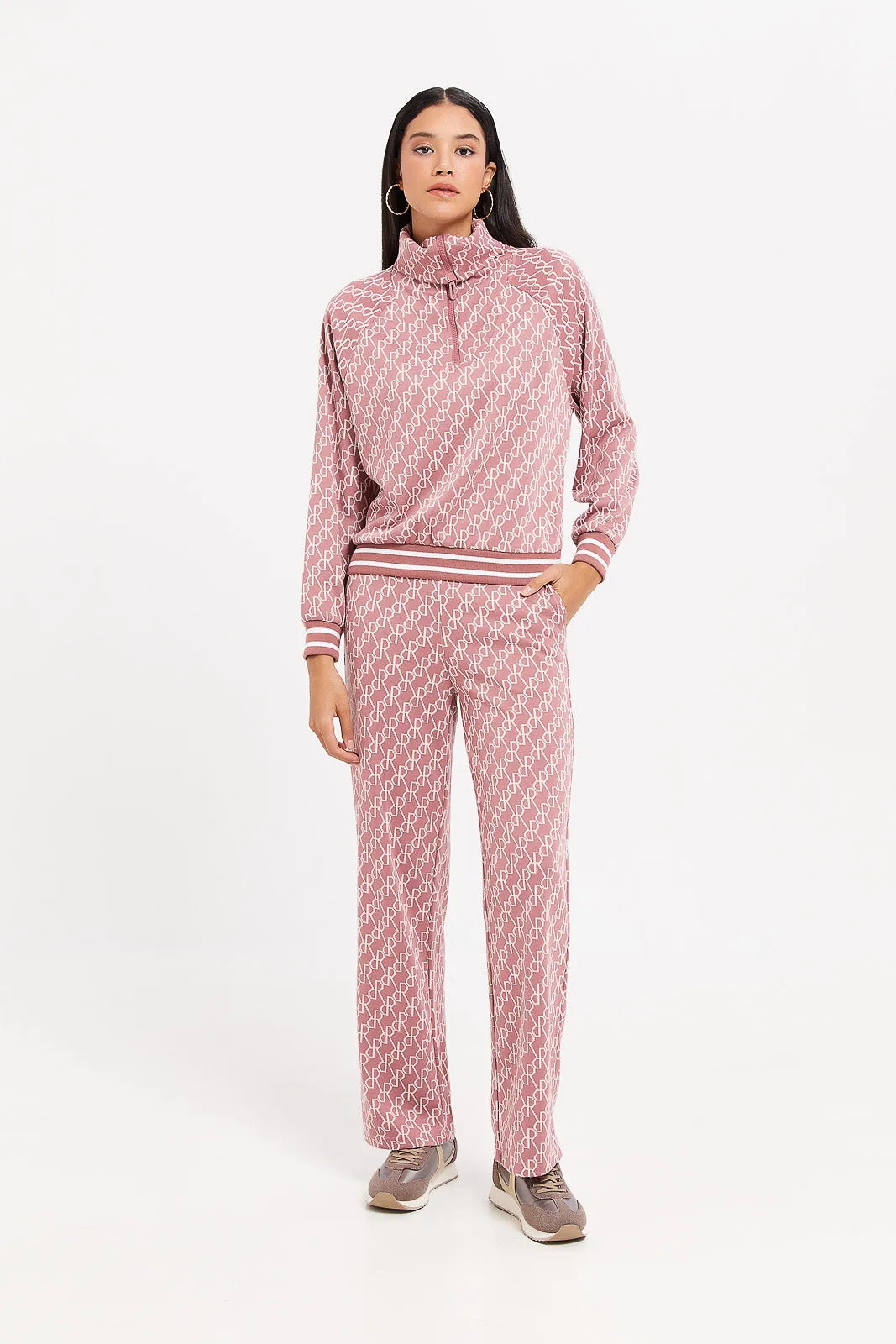 Women Pink Printed Wide Leg Pants