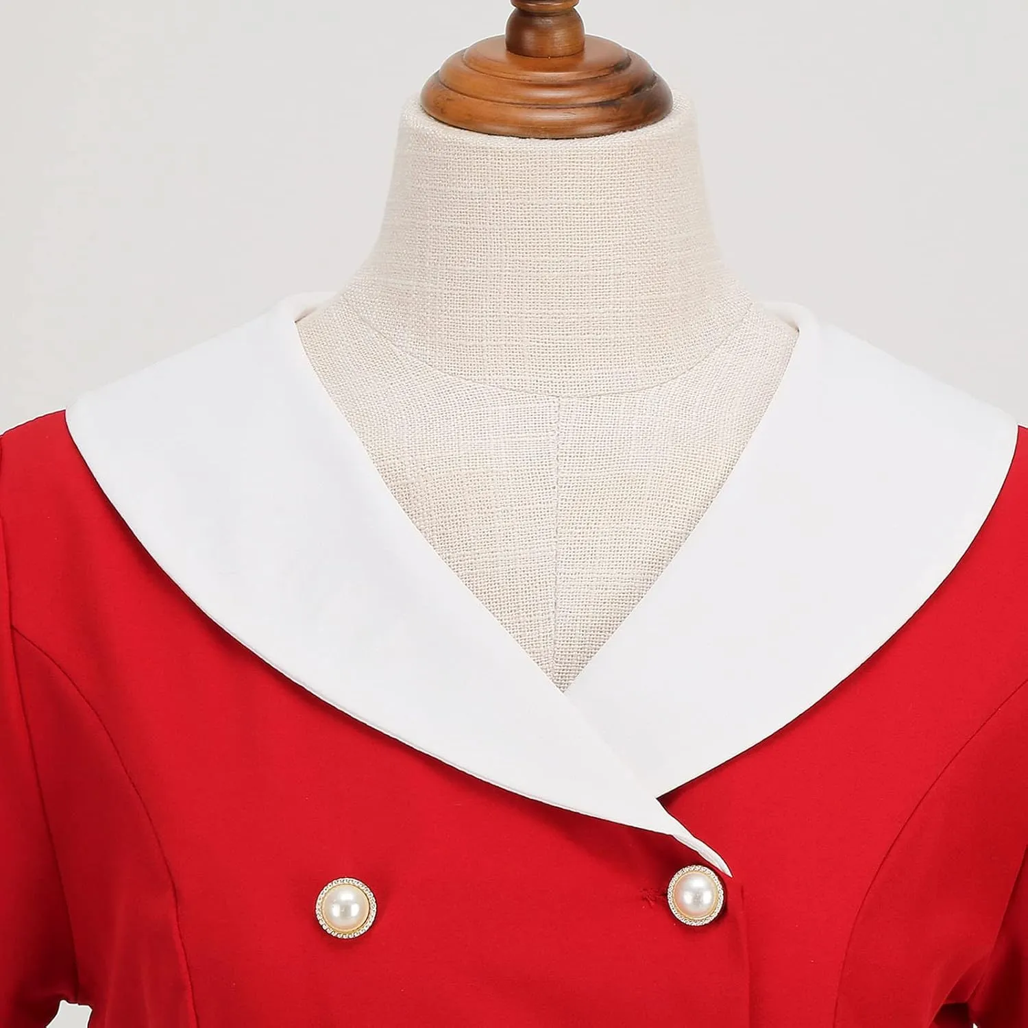 Women's Retro Dresses 60s Sailor Collar Short Sleeve Pinup Cocktail Dress Double Breasted Pleated A Line Swing Dress
