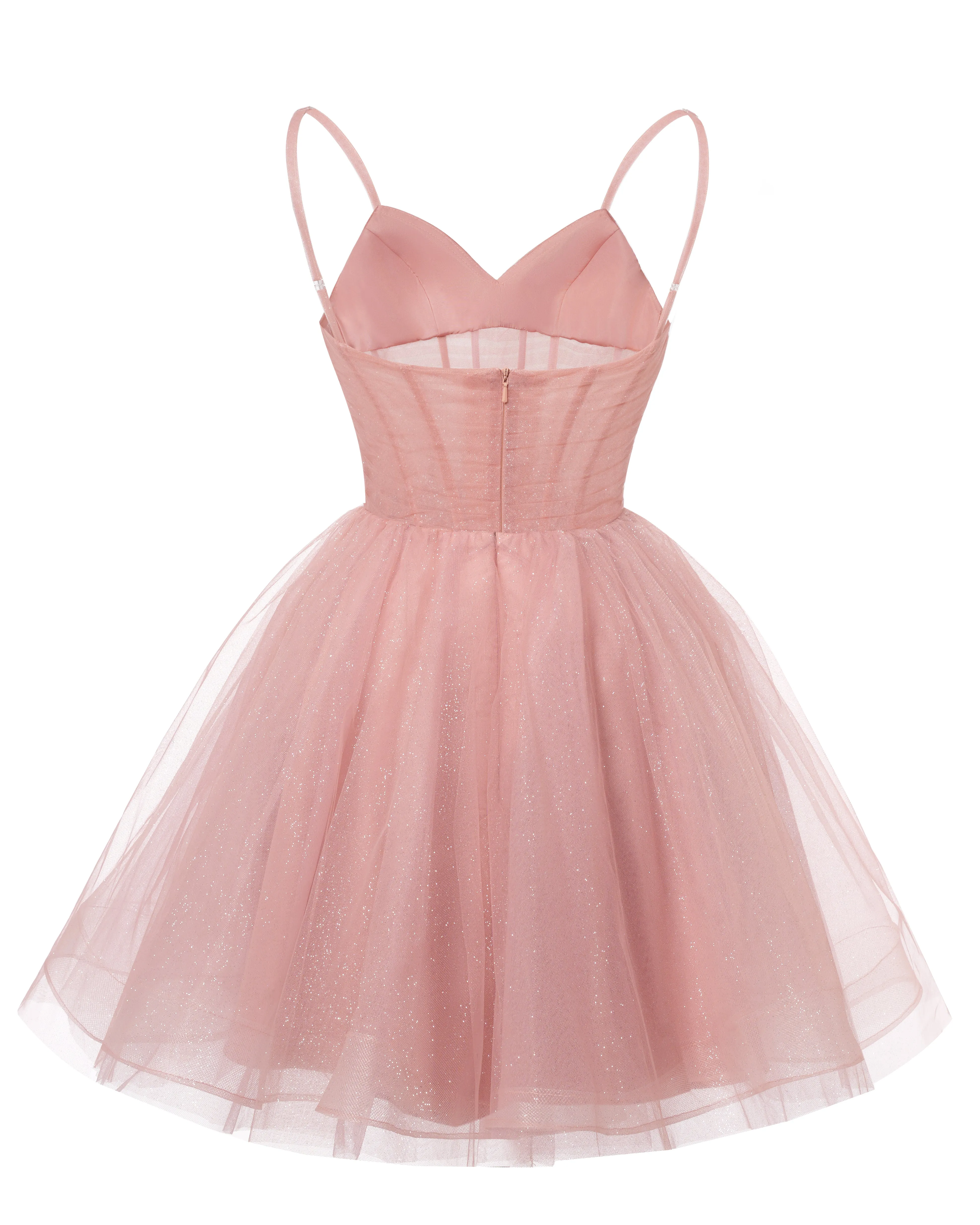 Women's V Neck Tulle Spaghetti Straps Turquoise Homecoming Dresses with Corset Back Short Prom Gowns for Teens