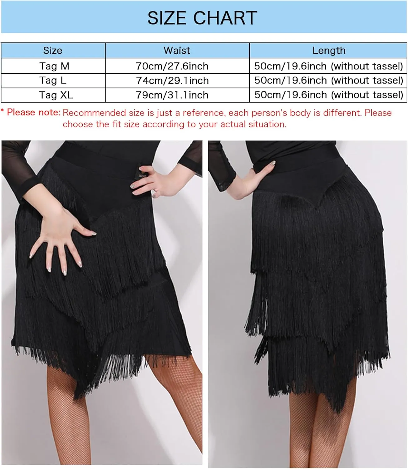 Z&X Women's Ballroom Latin Tango Slasa Dance Skirt Fringe Split Leg Halloween Party Dance Dress with Shorts